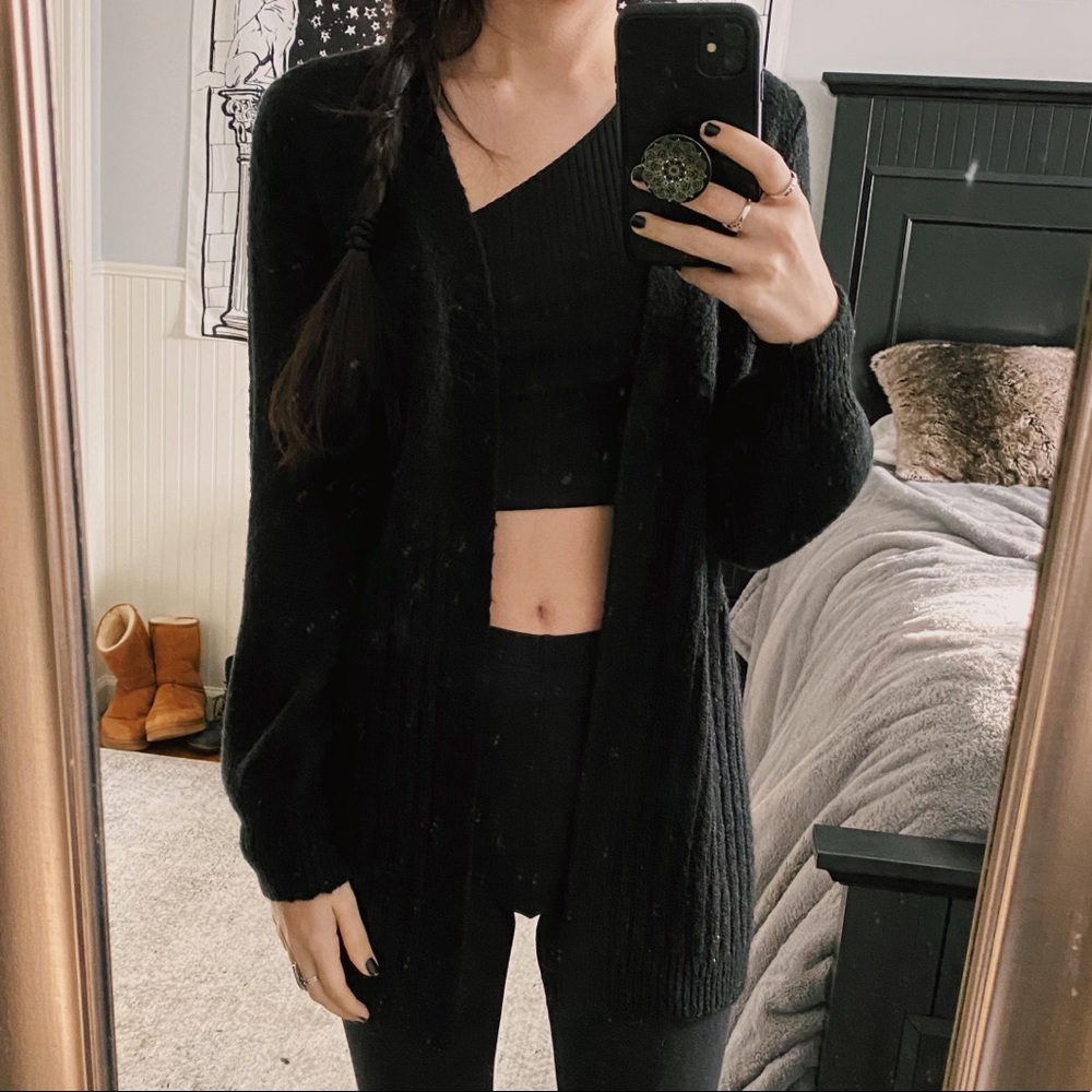 Mudd Rose Embroidery Long Cardigan